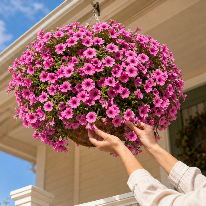 Everbloom™ – UV-Resistant Realistic Petunia Hanging Basket Flowers + 50% OFF