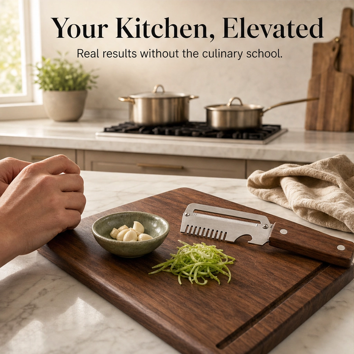 Hearthen™ – 3-in-1 Stainless Steel Scallion Shredder, Peeler &amp; Bottle Opener with Wood Handle + 50% OFF
