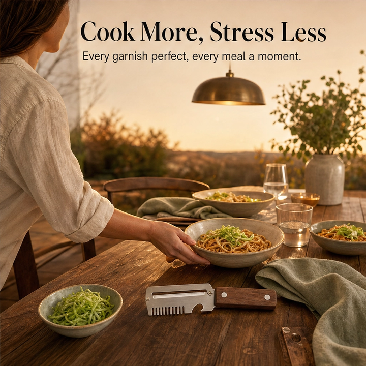 Hearthen™ – 3-in-1 Stainless Steel Scallion Shredder, Peeler &amp; Bottle Opener with Wood Handle + 50% OFF
