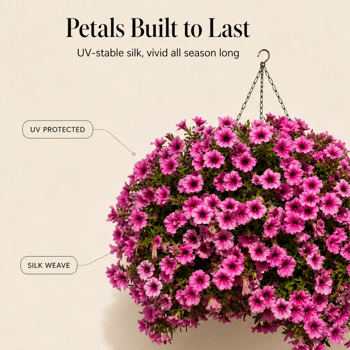Everbloom™ – UV-Resistant Realistic Petunia Hanging Basket Flowers + 50% OFF