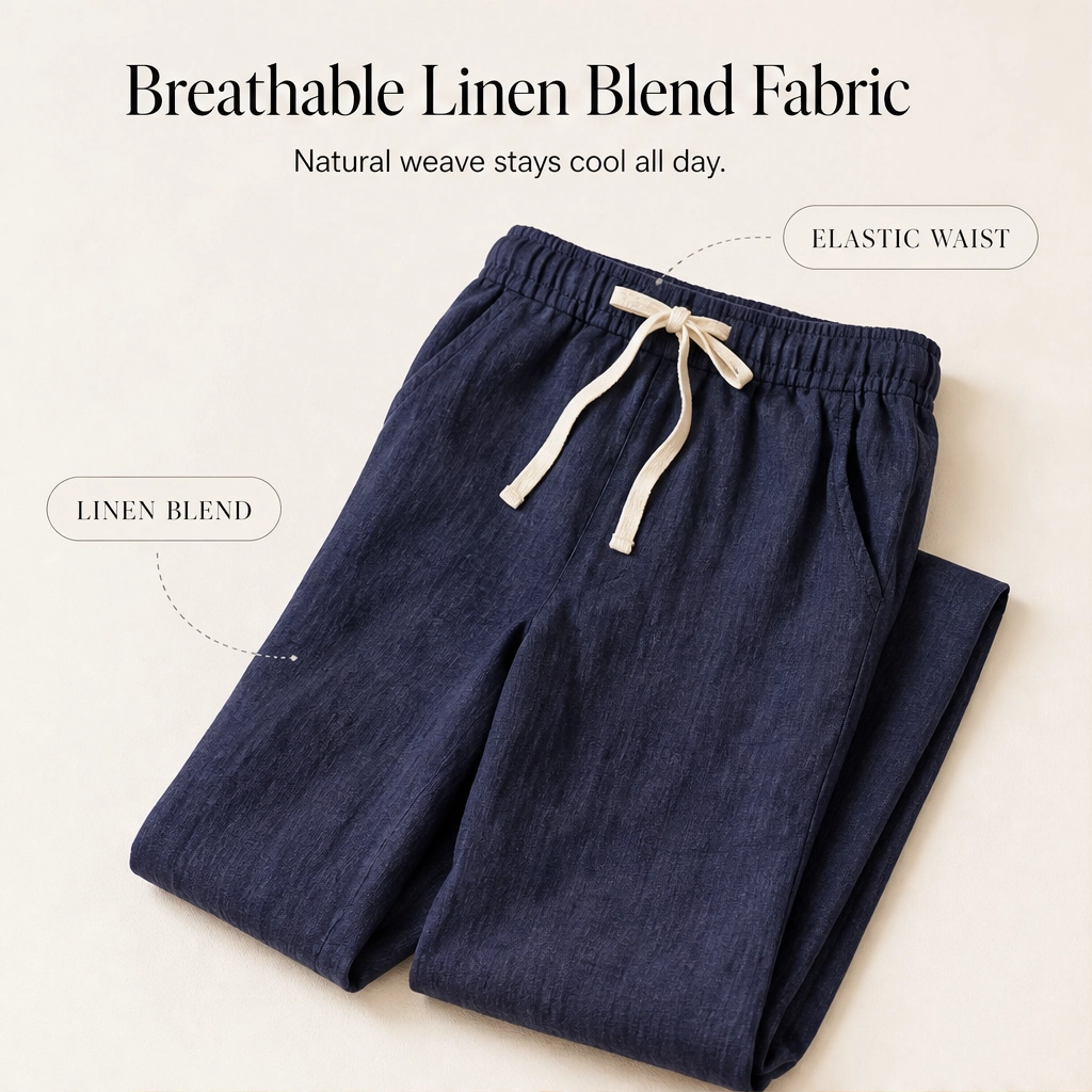 Driftwell™ – Breezy High-Waist Cotton-Linen Wide-Leg Pants + 50% OFF