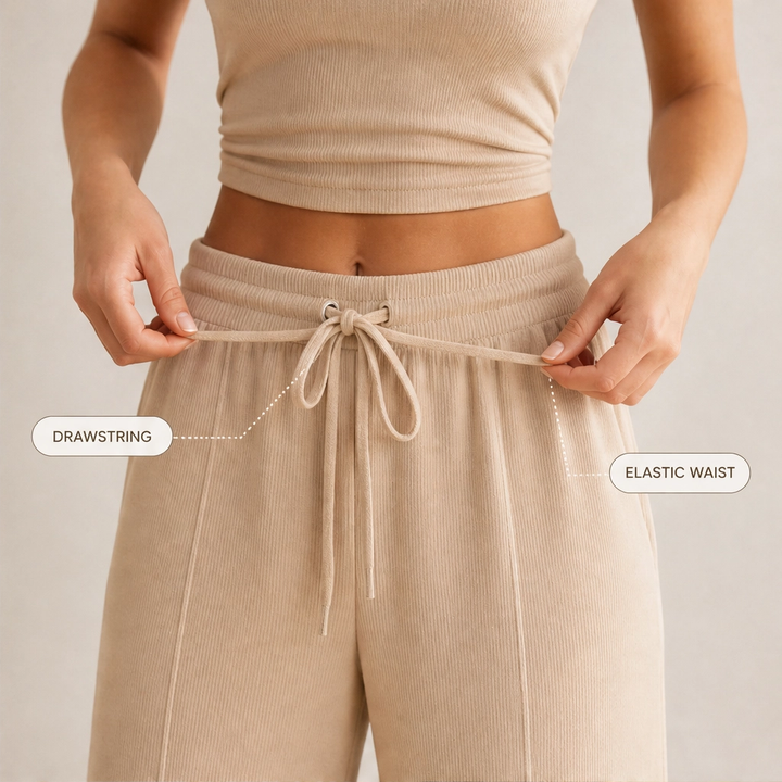 Soléne™ – Ribbed Knit Sleeveless Crop Top &amp; Wide-Leg Pants 2-Piece Set + 50% OFF