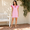 Regatta™ – Striped V-Neck Polo Mini Dress with Flutter Sleeves + 50% OFF