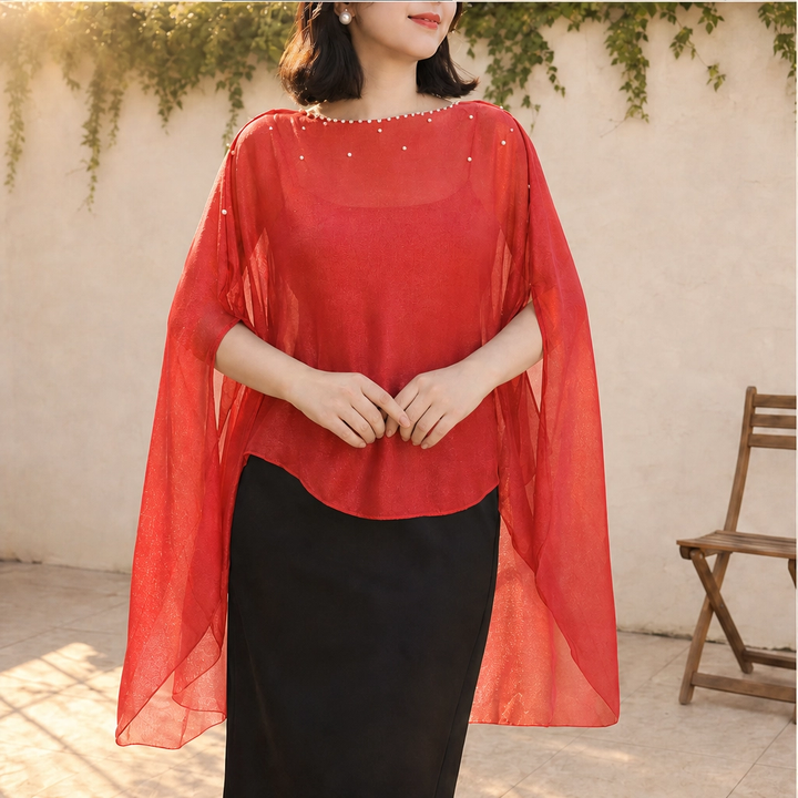 Gossamere™ – Lightweight Linen Cape-Sleeve Drape Shawl + 50% OFF