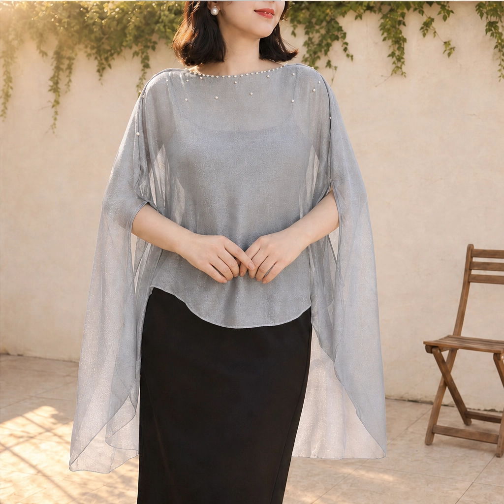 Gossamere™ – Lightweight Linen Cape-Sleeve Drape Shawl + 50% OFF