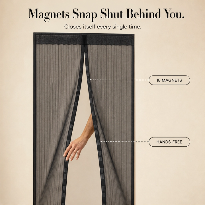 Breezely™ – Hands-Free Magnetic Screen Door with Heavy-Duty Mesh &amp; Auto-Close Magnets + 50% OFF