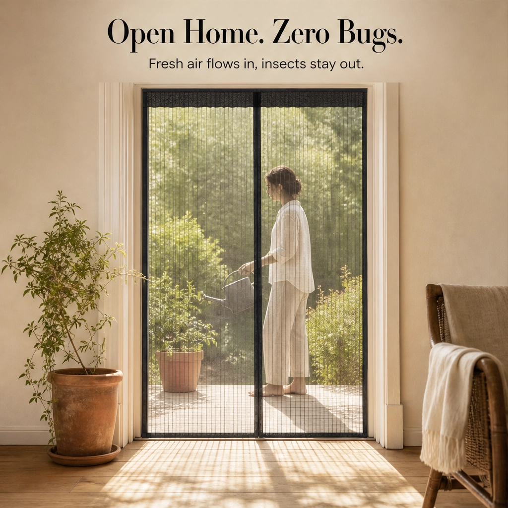 Breezely™ – Hands-Free Magnetic Screen Door with Heavy-Duty Mesh &amp; Auto-Close Magnets + 50% OFF