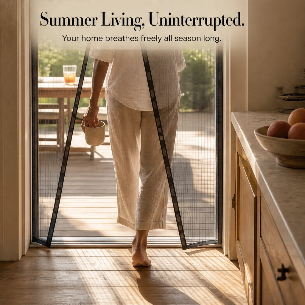 Breezely™ – Hands-Free Magnetic Screen Door with Heavy-Duty Mesh &amp; Auto-Close Magnets + 50% OFF