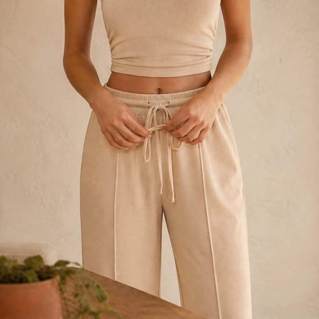 Soléne™ – Ribbed Knit Sleeveless Crop Top &amp; Wide-Leg Pants 2-Piece Set + 50% OFF