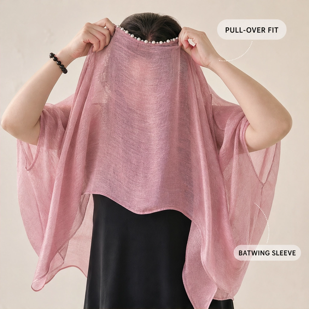 Gossamere™ – Lightweight Linen Cape-Sleeve Drape Shawl + 50% OFF