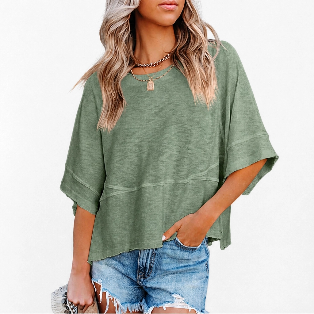 Cove™ – Breezy Batwing Half-Sleeve Crewneck Summer Tee + 50% OFF