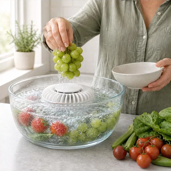 Lumicrisp™ – UV Sterilizing Bubble Washer for Fruits, Vegetables &amp; Seafood + 50% OFF