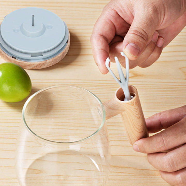 Brewell™ – Self-Stirring Glass Mug with Wood-Grain Lid &amp; One-Touch Whisk + 50% OFF