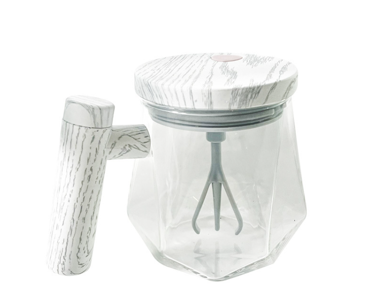Brewell™ – Self-Stirring Glass Mug with Wood-Grain Lid &amp; One-Touch Whisk + 50% OFF