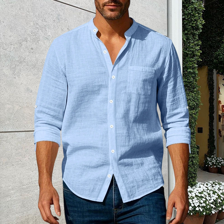 Linwell™ – Breathable Linen-Blend Stand-Collar Shirt for Men + 50% OFF
