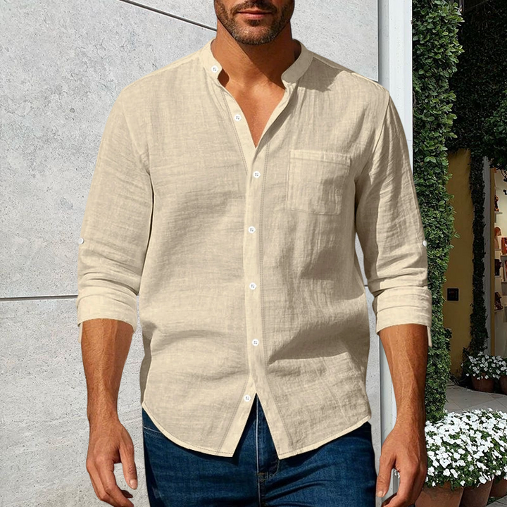 Linwell™ – Breathable Linen-Blend Stand-Collar Shirt for Men + 50% OFF