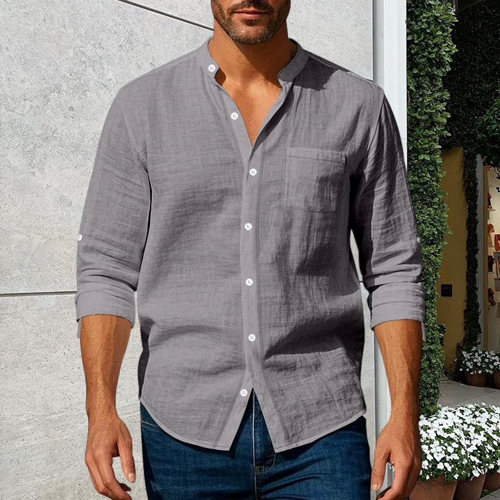 Linwell™ – Breathable Linen-Blend Stand-Collar Shirt for Men + 50% OFF