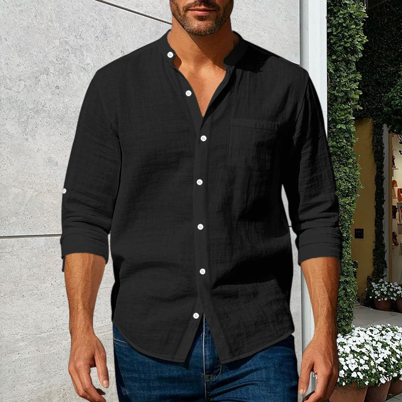 Linwell™ – Breathable Linen-Blend Stand-Collar Shirt for Men + 50% OFF