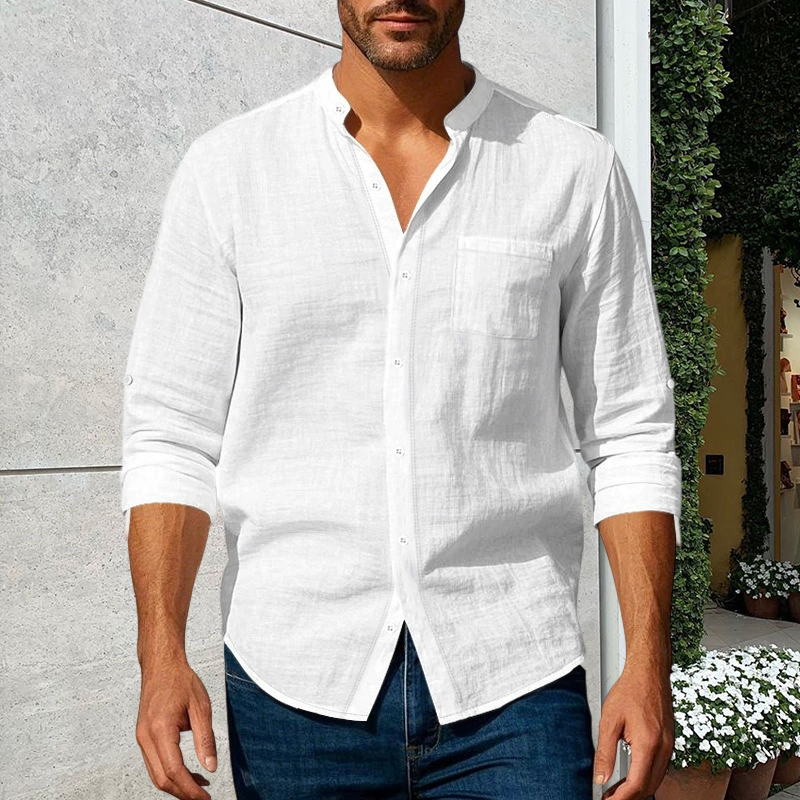 Linwell™ – Breathable Linen-Blend Stand-Collar Shirt for Men + 50% OFF