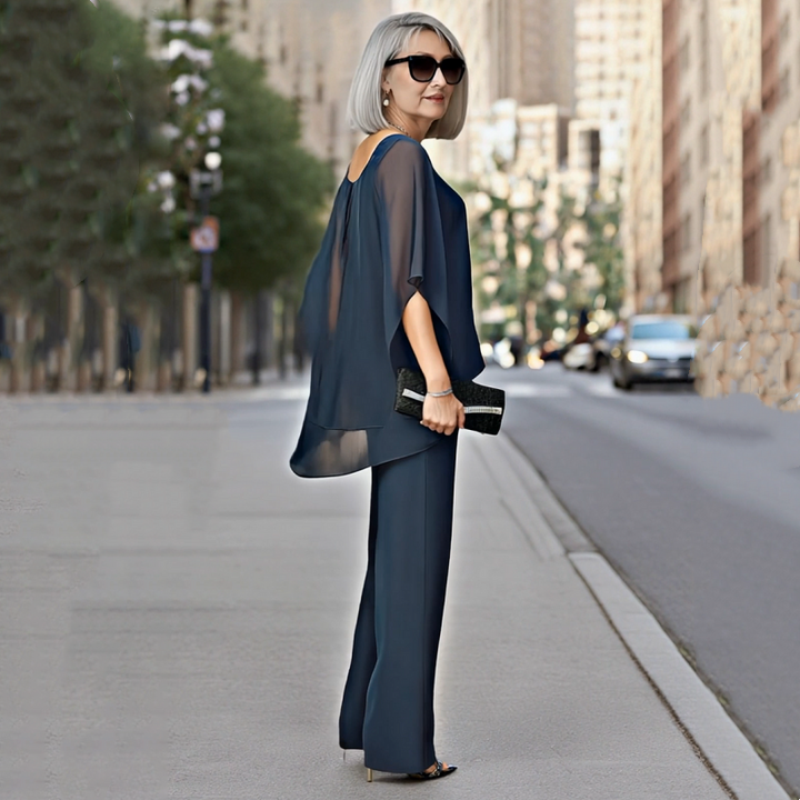 Soirella™ – Asymmetric Chiffon Overlay &amp; Wide-Leg Pant 2-Piece Set + 50% OFF