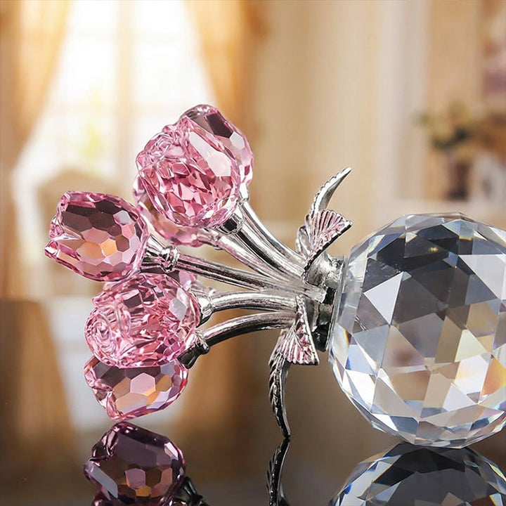 Petalune™ – Hand-Cut Crystal Rose Bouquet Figurine with Faceted Vase + 50% OFF