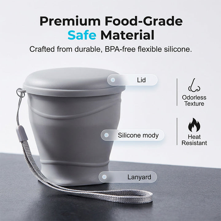 Canteo™ – Leak-Proof Collapsible Silicone Travel Cup with Lid &amp; Wrist Strap + 50% OFF