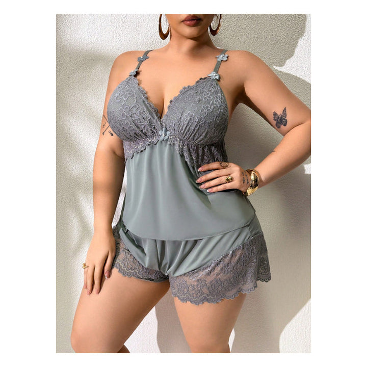 Gossamer™ – Lace V-Neck Cami &amp; Shorts Pajama Set with Adjustable Straps + 1+1 FREE