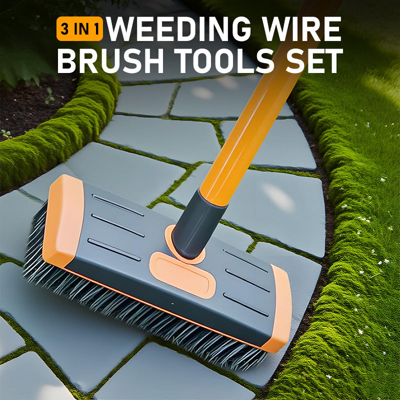 Mosscraft™ – 3-in-1 Weeding Wire Brush with Extendable Pole &amp; Dual Brush Heads + 50% OFF