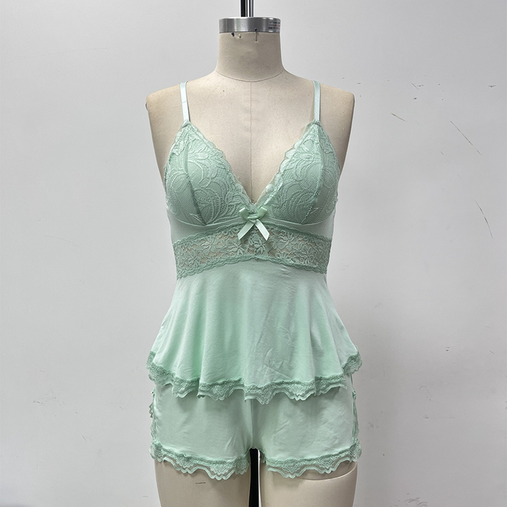 Noctura™ – Lace V-Neck Cami &amp; Shorts Sleepwear Set + 50% OFF